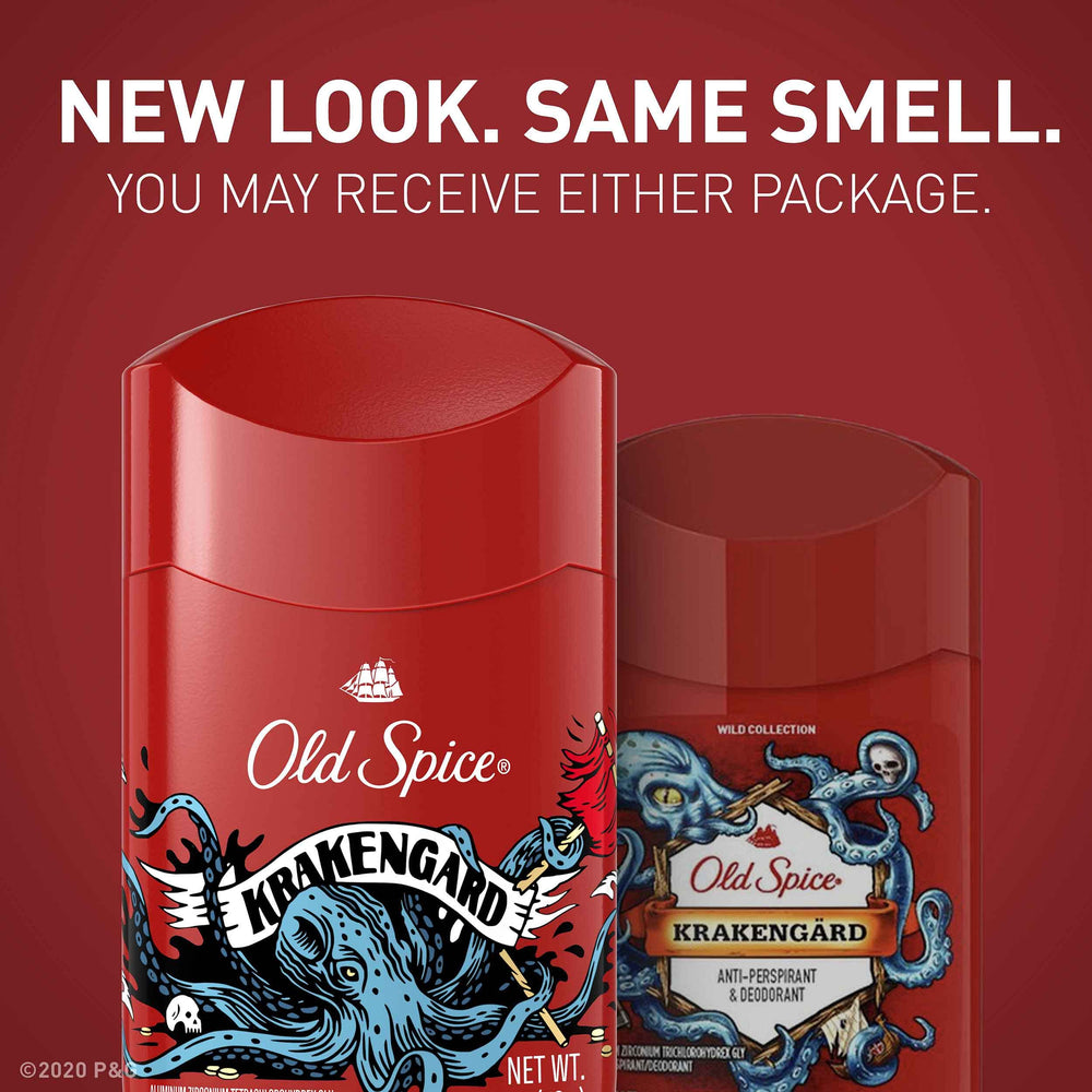 Old Spice Krakengard desodorante, etiqueta clara que refleja estilo y masculinidad.