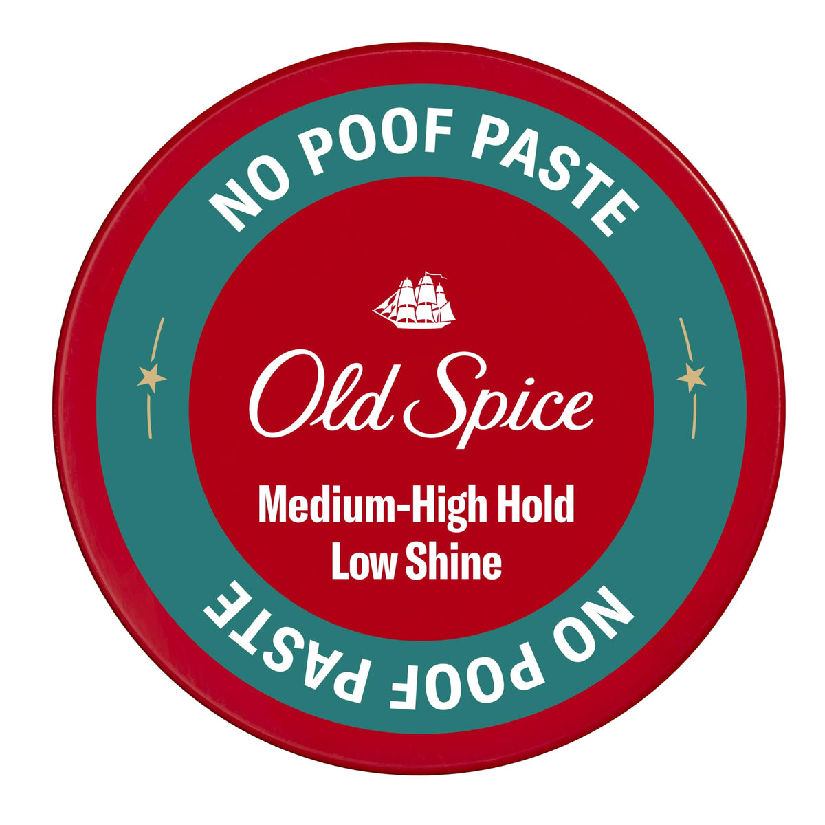 Old Spice No-Poof Paste envase frontal para un look definido y controlable.