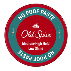 Old Spice No-Poof Paste envase frontal para un look definido y controlable.