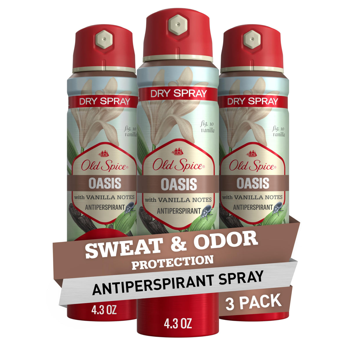 Paquete de Old Spice: tres desodorantes en spray seco para uso diario.