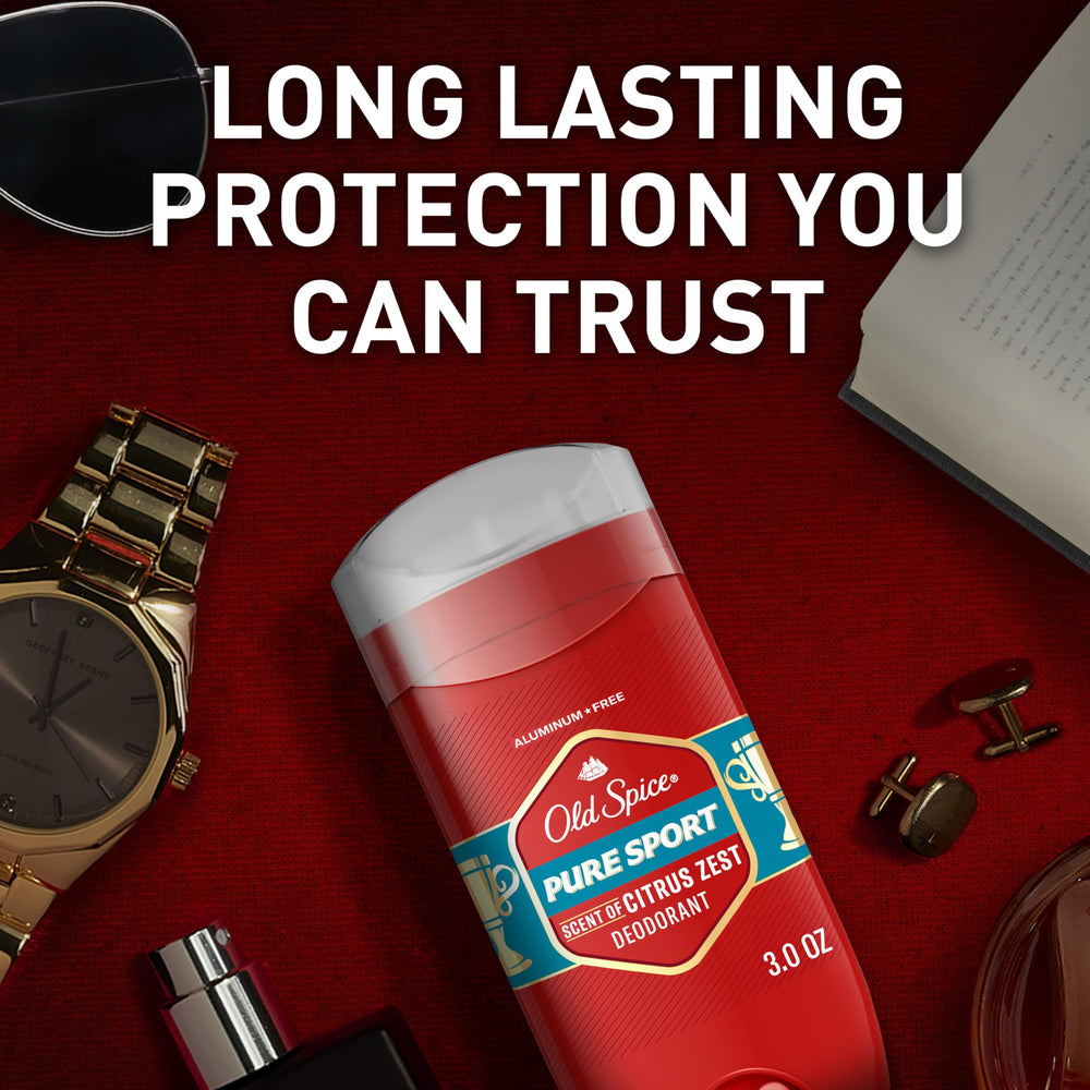 Aplicación limpia de Old Spice Pure Sport sin manchas en la ropa gracias a la fórmula.