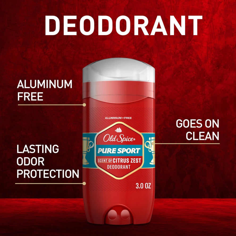 Old Spice Pure Sport notas cítricas de limón y lima para una frescura duradera.