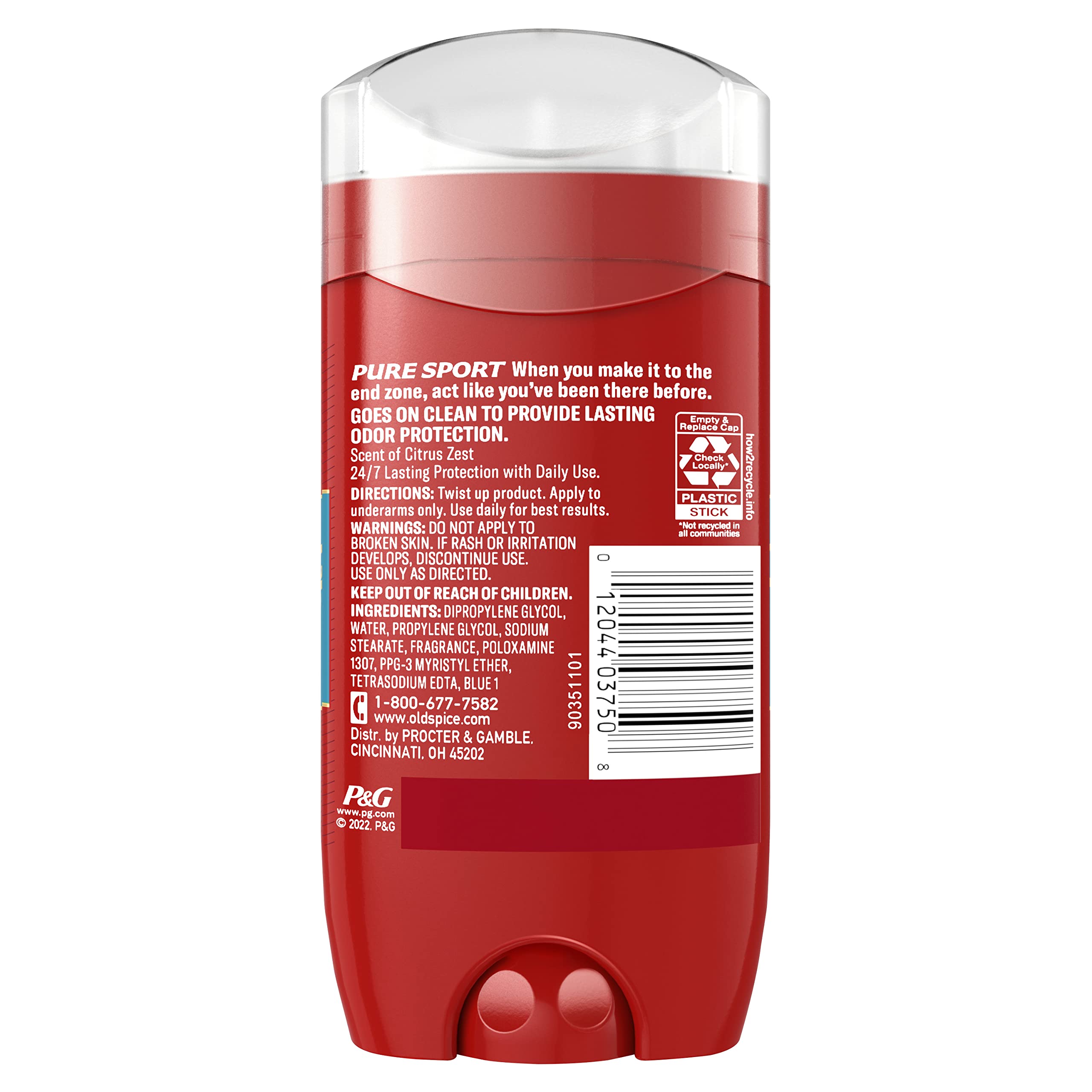 Old Spice Pure Sport desodorante sin aluminio para hombres modernos y activos.