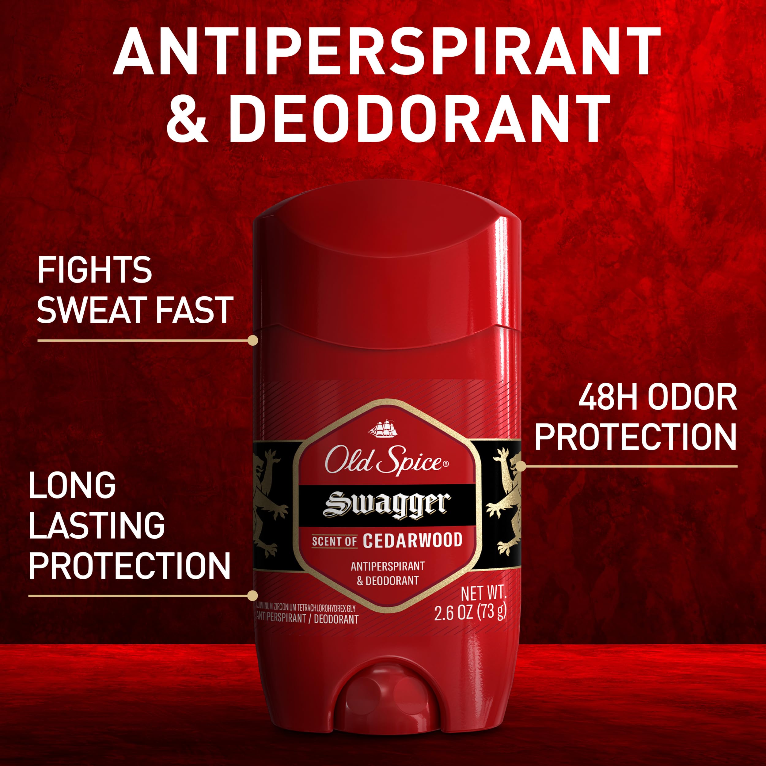 Envase compacto de Old Spice Red Zone Swagger para uso diario.