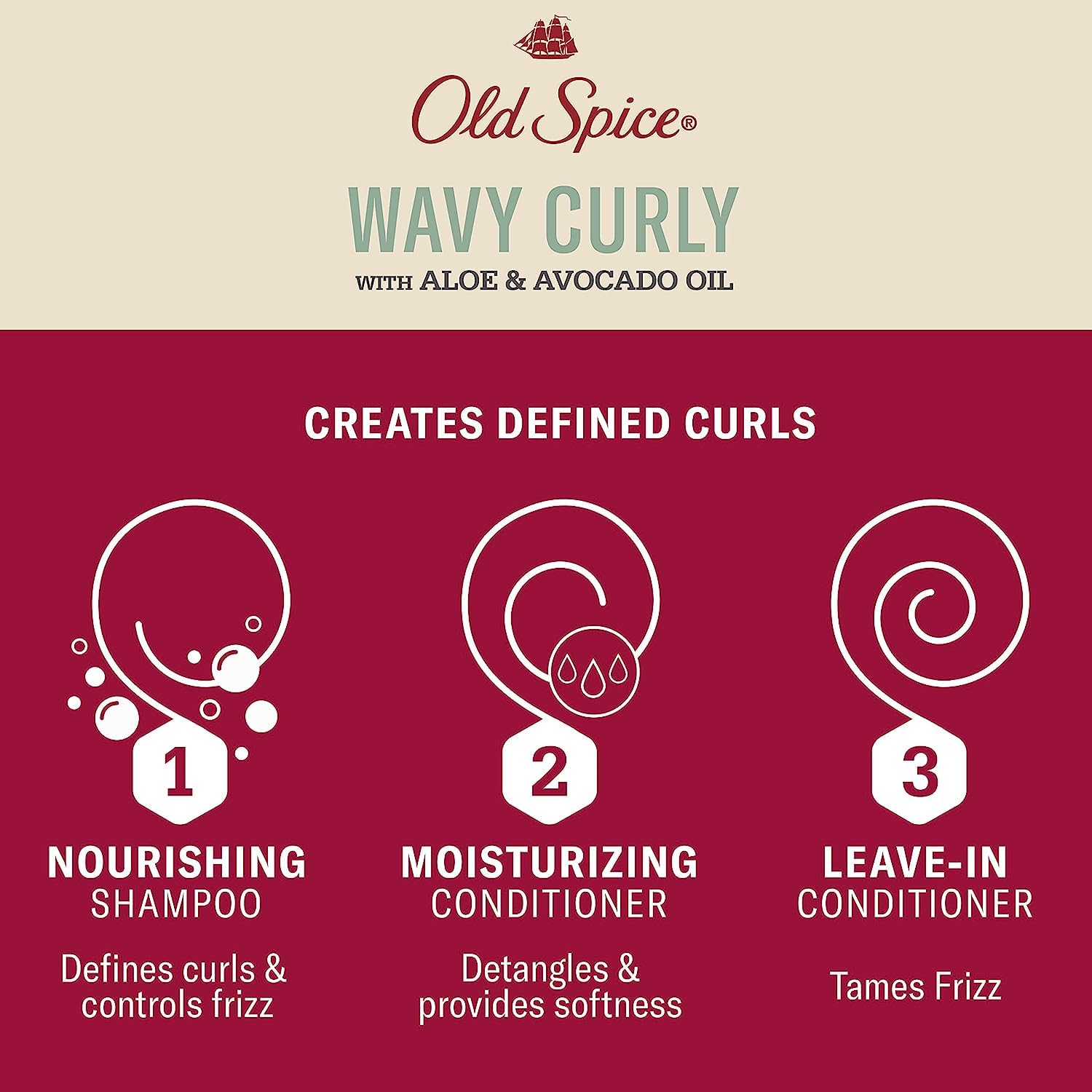 Rizos más definidos y suaves con el trío Old Spice para hombres.