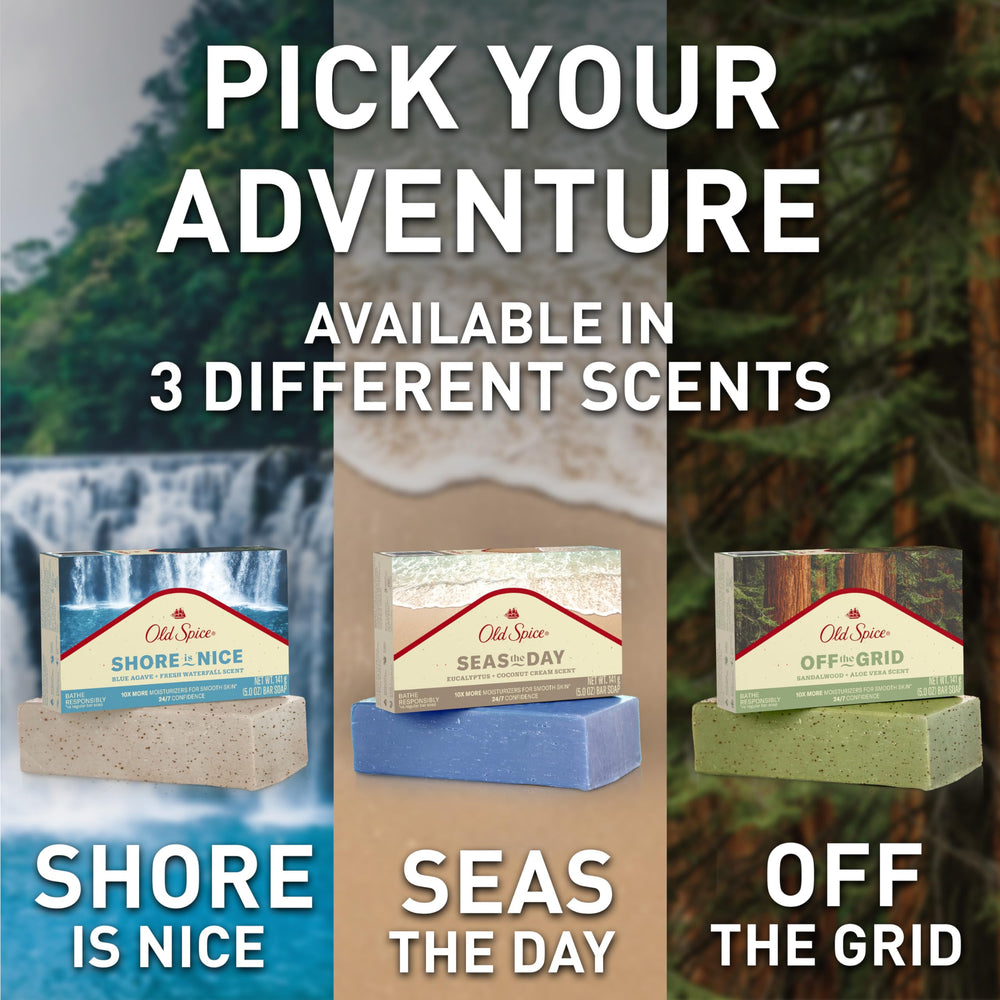 Old Spice Seas the Day fragancia eucalipto coco en el lavabo, vivacidad al ducharte.