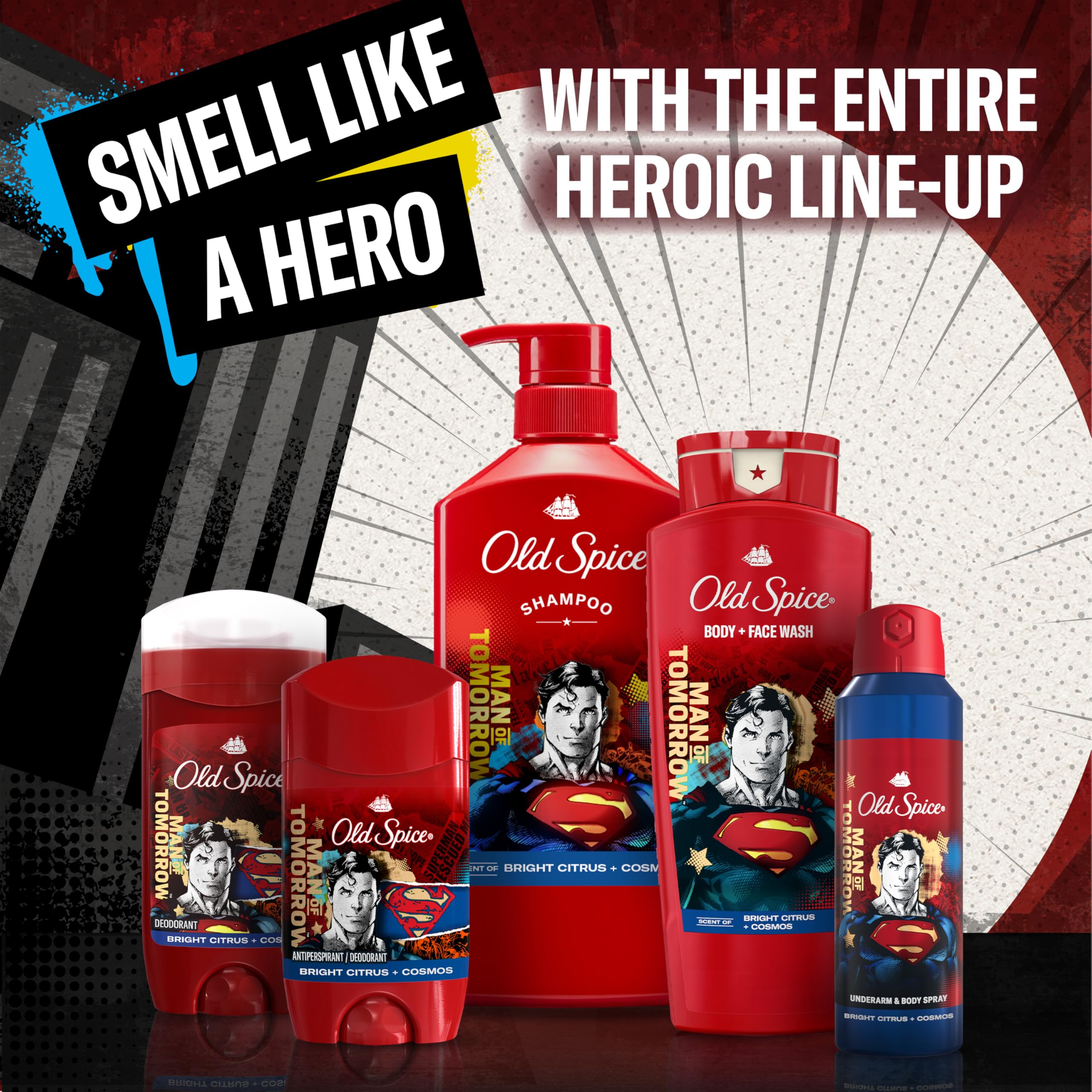Diseño inspirado en DC Comics de Old Spice Superman.