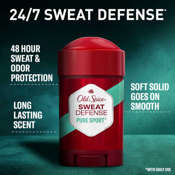 Old Spice Sweat Defense soft solid stick being applied for dry, comfortable underarms.