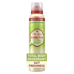 Old Spice Total Body Deodorant, aplicación frontal para protección diaria en todo el cuerpo.