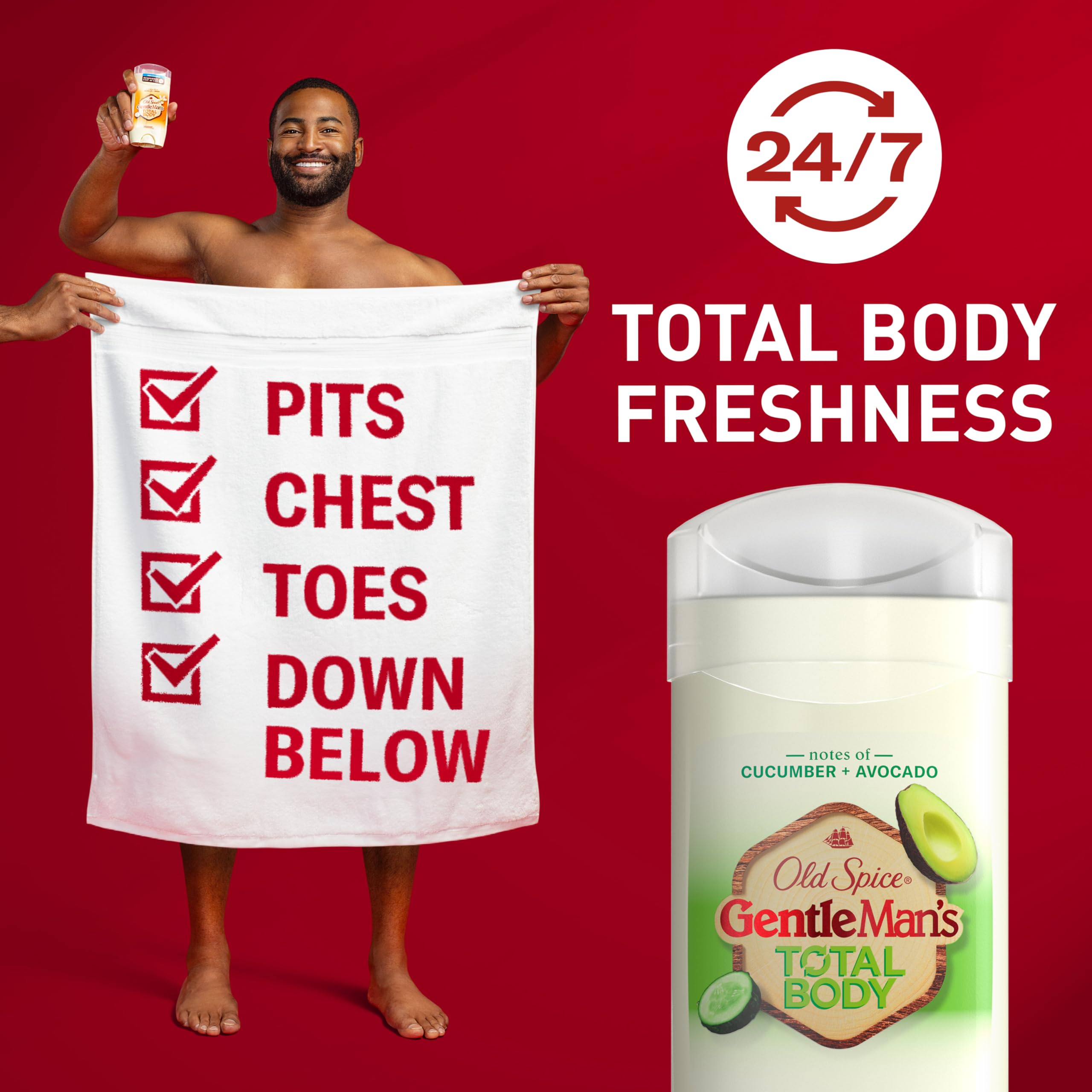 Desodorante Old Spice Total Body, aplicación en axila para uso diario suave