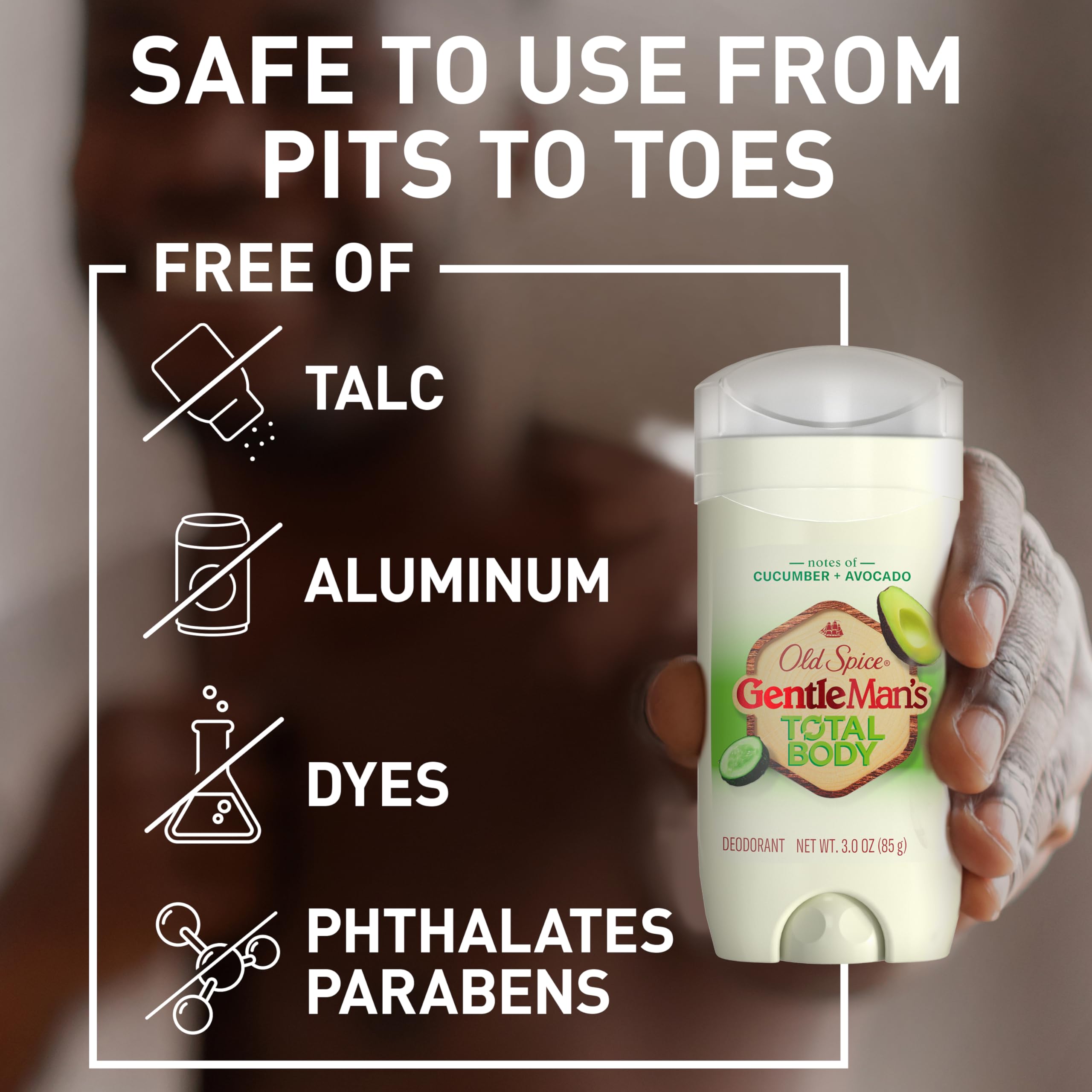 Desodorante Old Spice Total Body, aplicación en piernas para sensación fresca continua