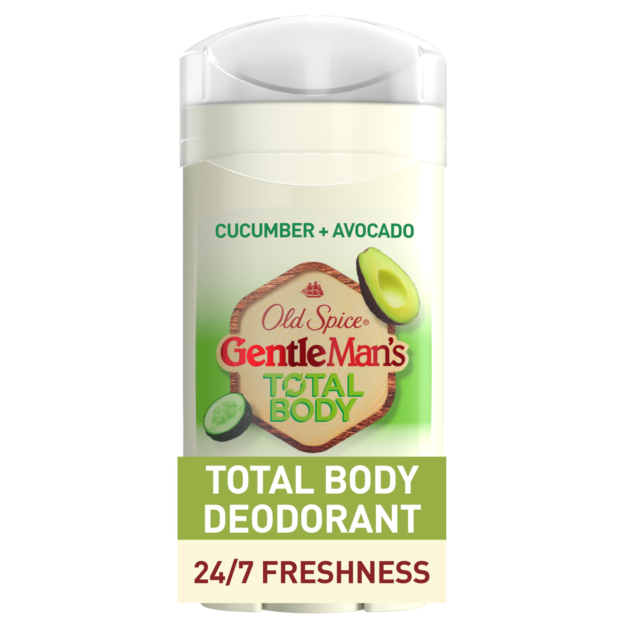 Desodorante Old Spice Total Body en barra, vista frontal para uso diario