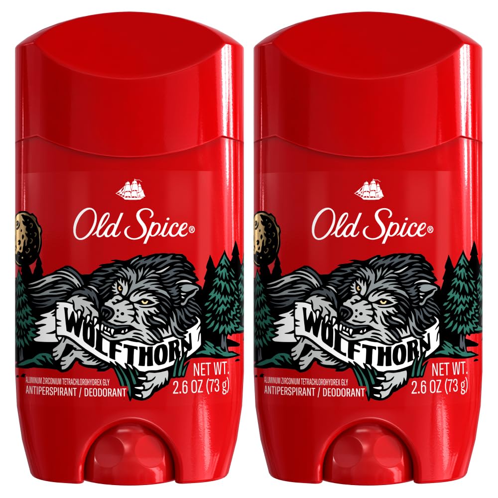 Desodorante Old Spice Wolfthorn invisible en barra, pack de 2, empaque visible desde el frente.