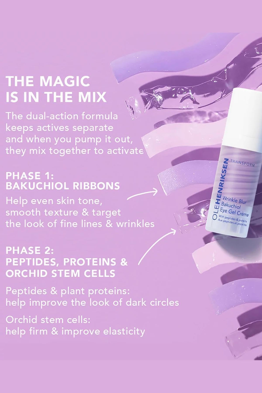 Aplicación precisa de Ole Henriksen Wrinkle Blur Bakuchiol Gel Crema para ojos, suaviza líneas.