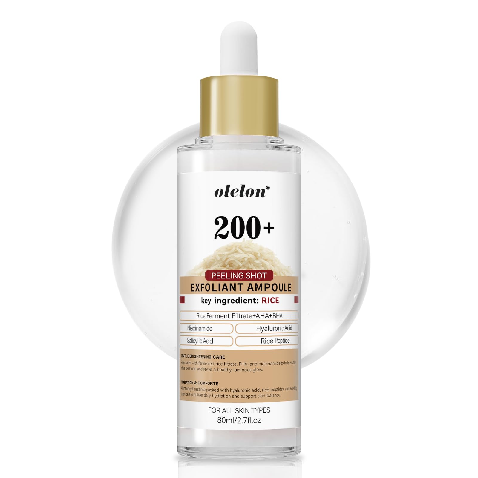 OLELON Ampolla exfoliante de arroz blanco iluminador para piel radiante