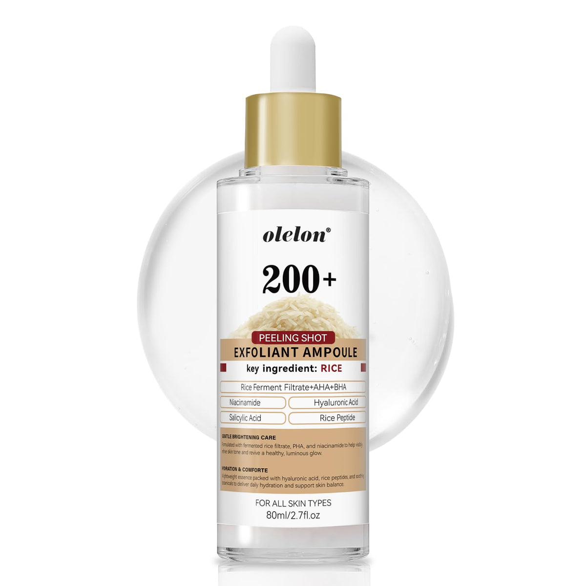 OLELON Ampolla exfoliante de arroz blanco iluminador para piel radiante