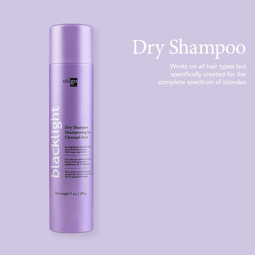 Oligo Professionnel Blacklight Dry Shampoo, aplicación rápida para cabello limpio.