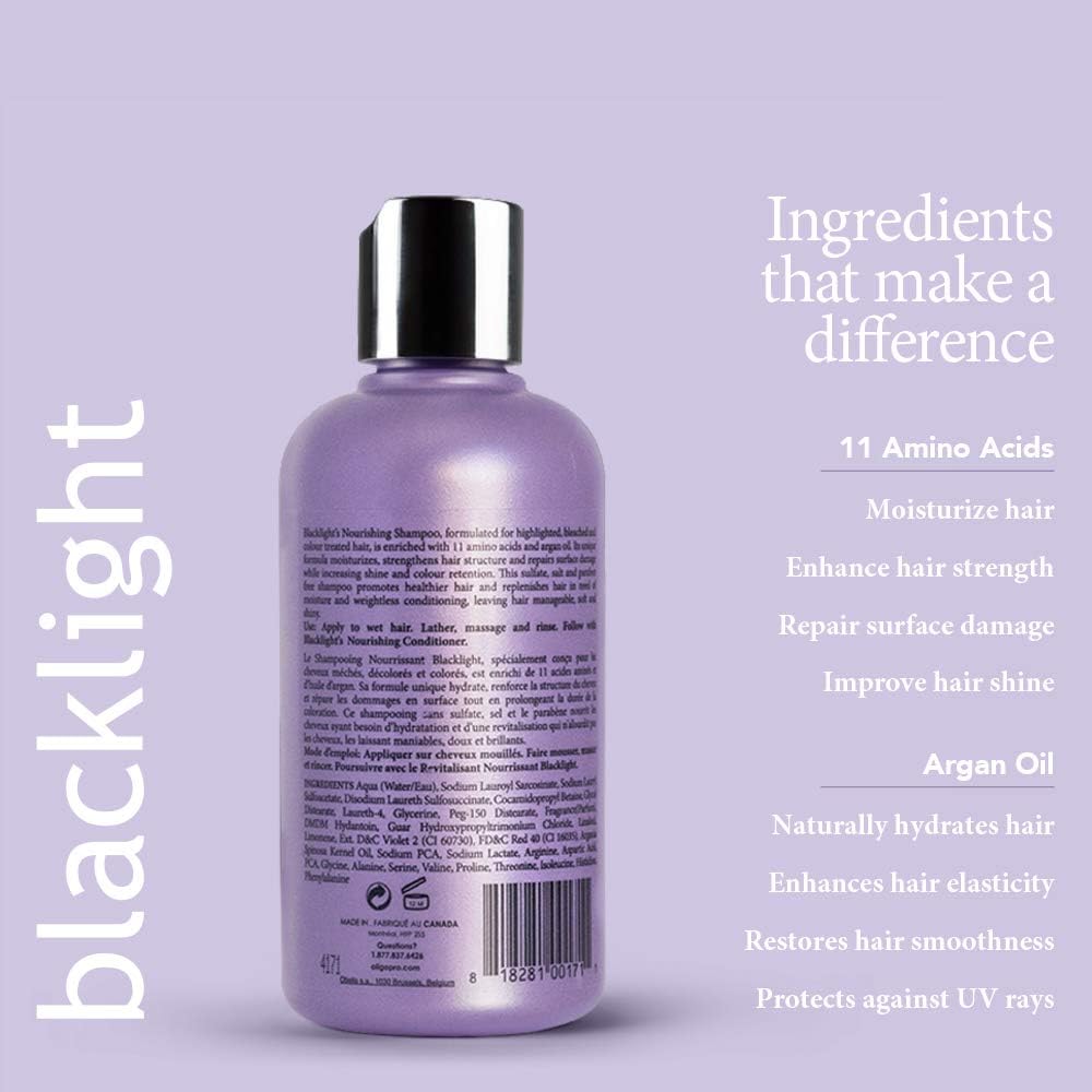 Etiqueta de Backlight Nutritivo Champú indica fórmula sin sulfatos y vegana.