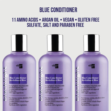 Cabello rubio con brillo gracias al acondicionador Resplandor Azul