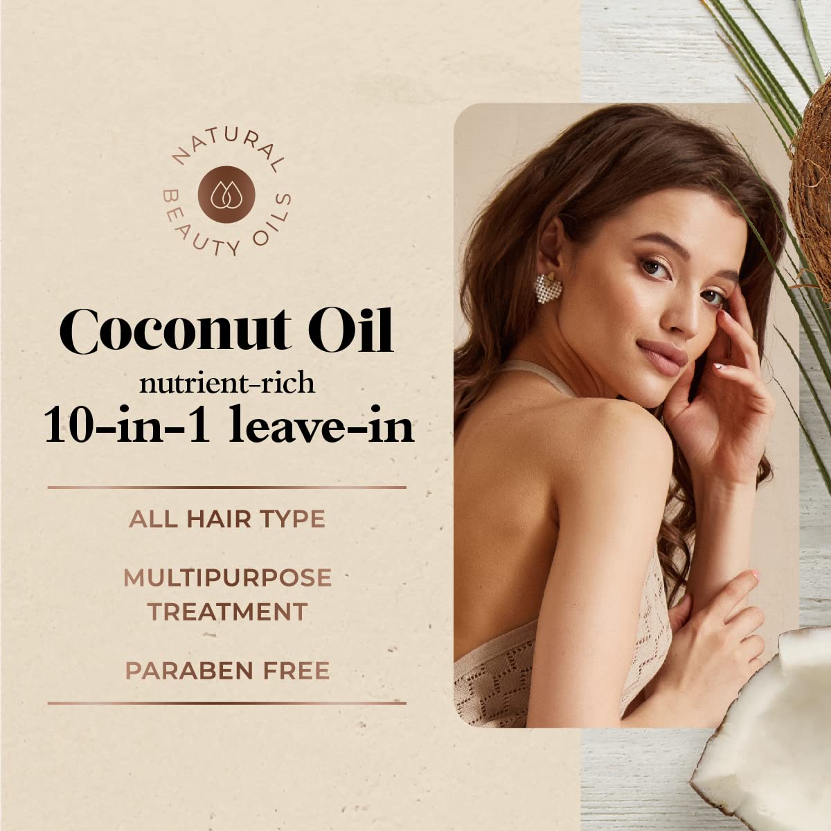 Oliology Coconut Oil 10-en-1, brillo sedoso tras usar el producto.