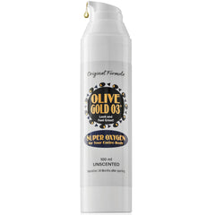Olive Gold 03 Lotion, botella de hidratante ozonizado para rostro y cuerpo.