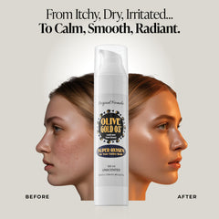 Olive Gold 03 Lotion, textura cremosa que se absorbe al instante.