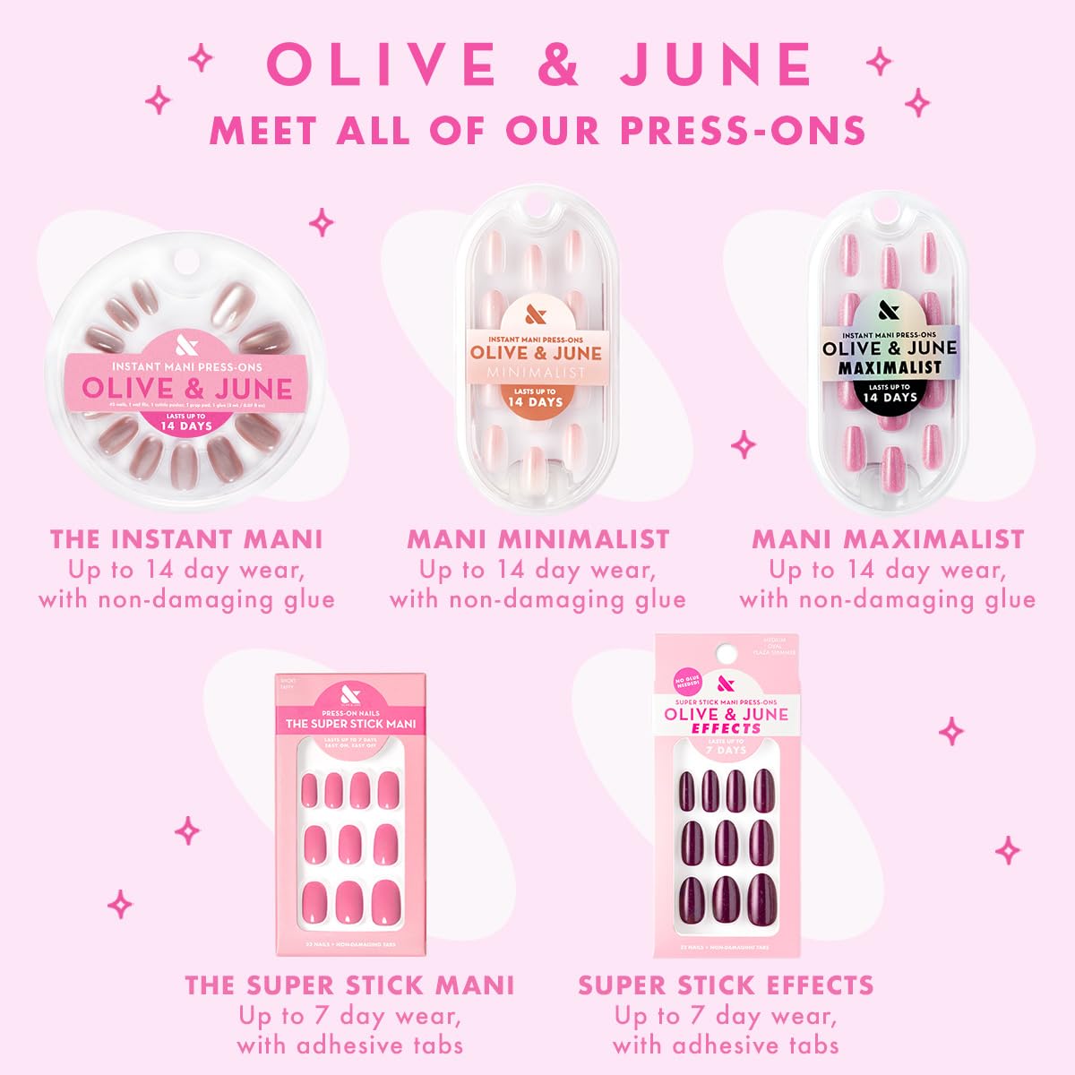 Acabado realista y duradero de Olive June hasta 7 días