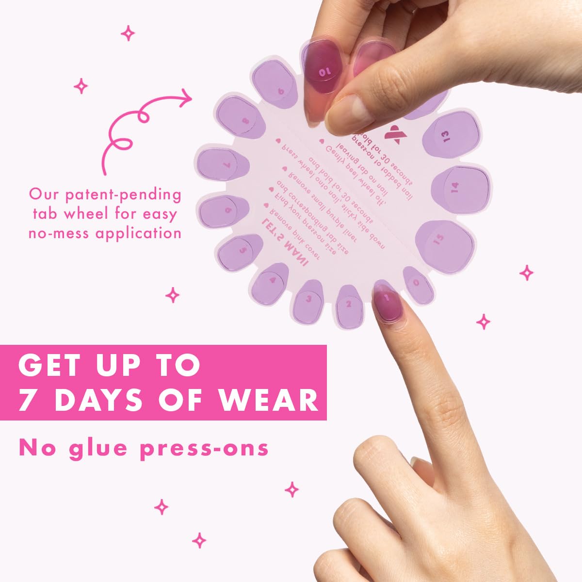 Olive & June non-toxic tabs ensuring safe wear and easy removal.