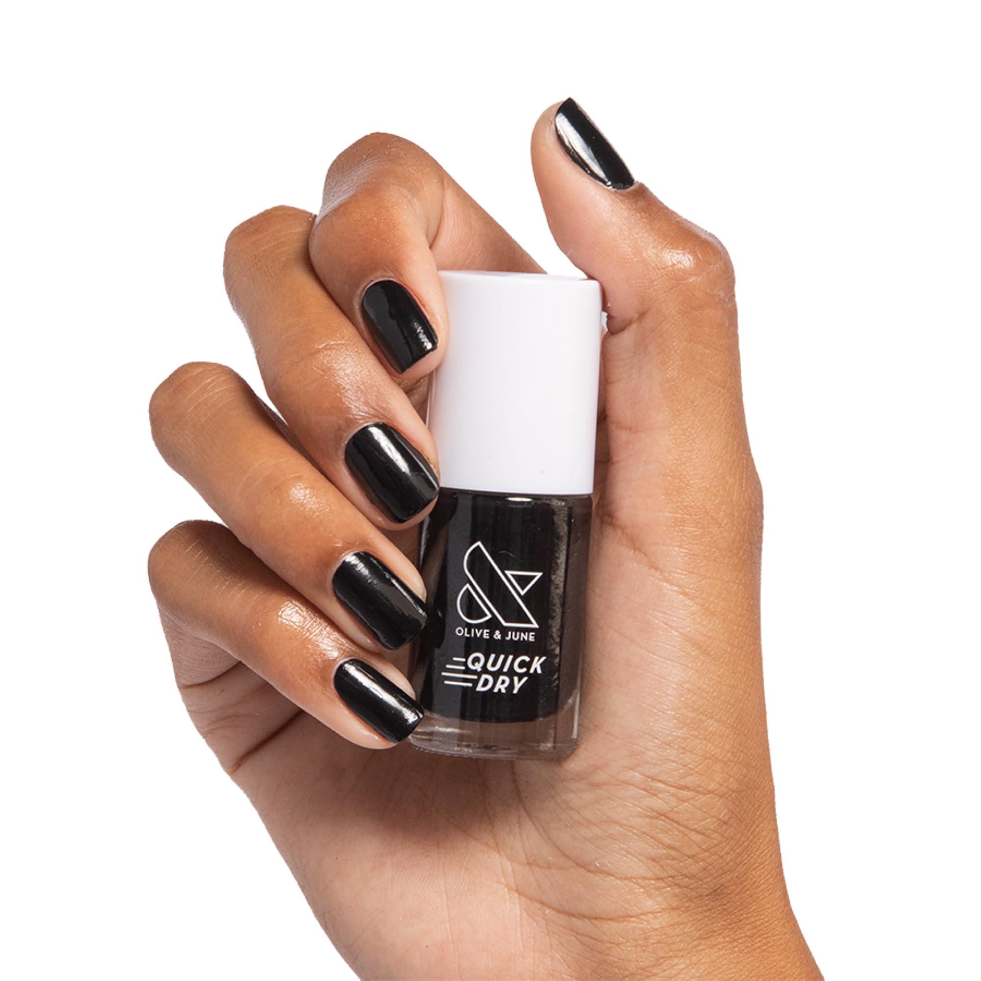 Olive & June Quick Dry botella de esmalte negro Cateye Inky para teñir las uñas