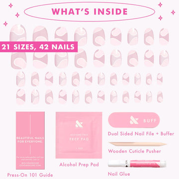 Olive & June Instant Mani caja completa con uñas lima y prep incluido.