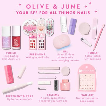Olive & June Instant Mani, remoción fácil sin dañar la uña natural.