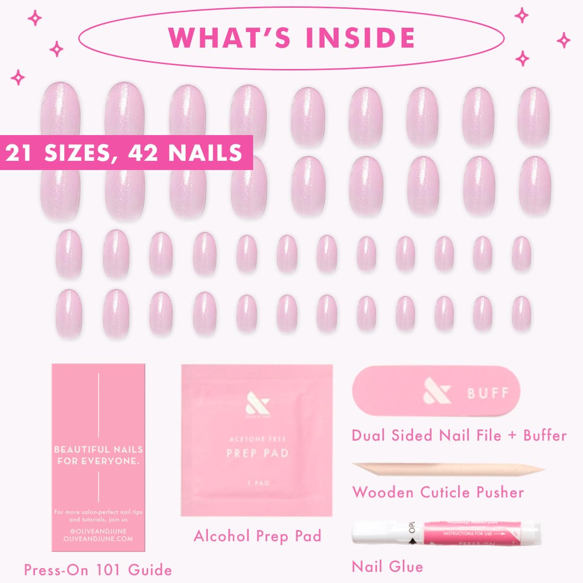 Olive & June Uñas Instantáneas kit completo con adhesivo y herramientas