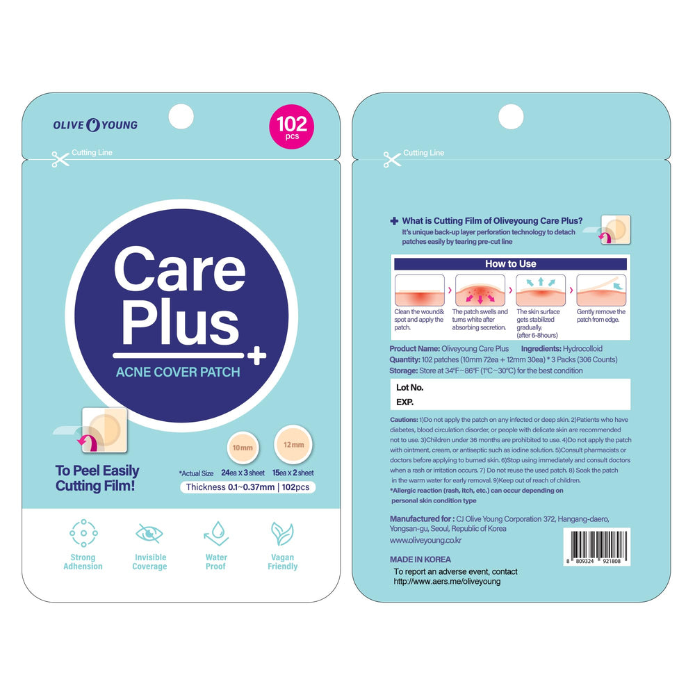 OLIVE YOUNG Care Plus Spot Patch, patch discret pour couvrir et protéger l'imperfection.