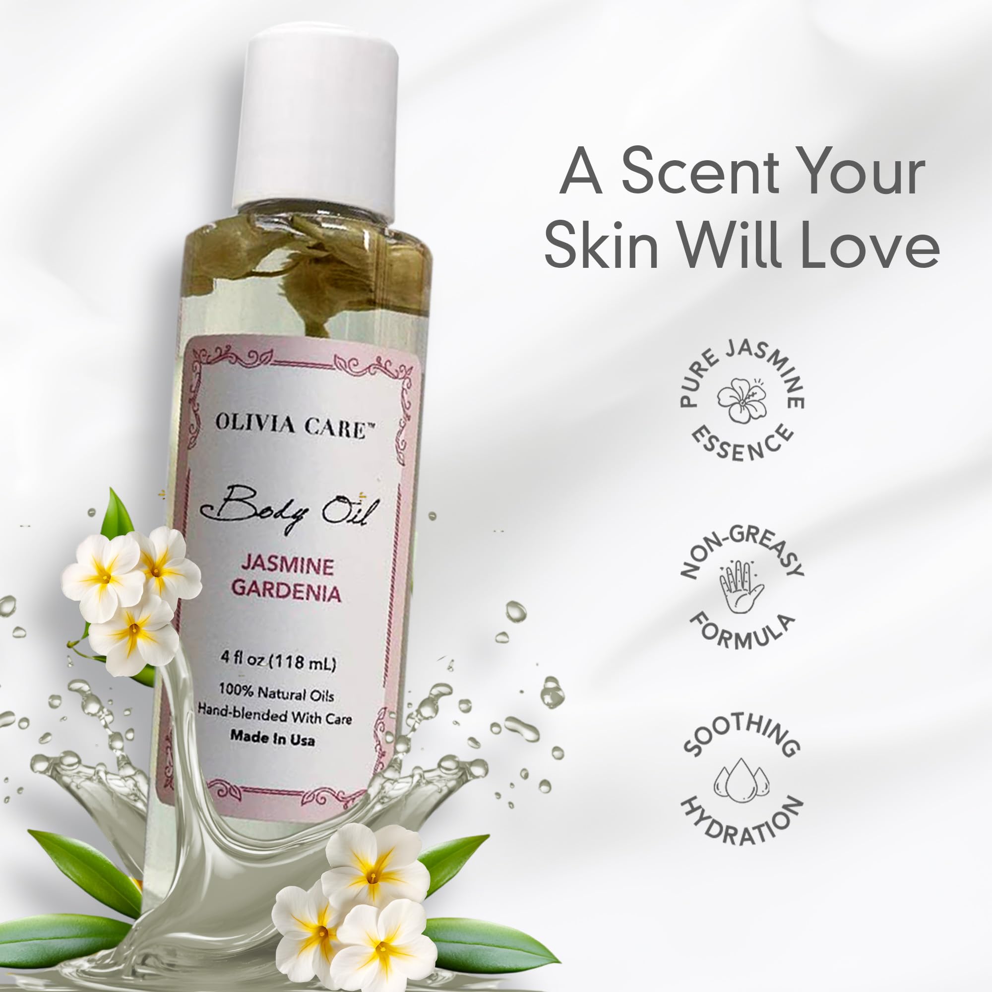 Textura ligera del aceite Olivia Care para piel flexible y nutrida