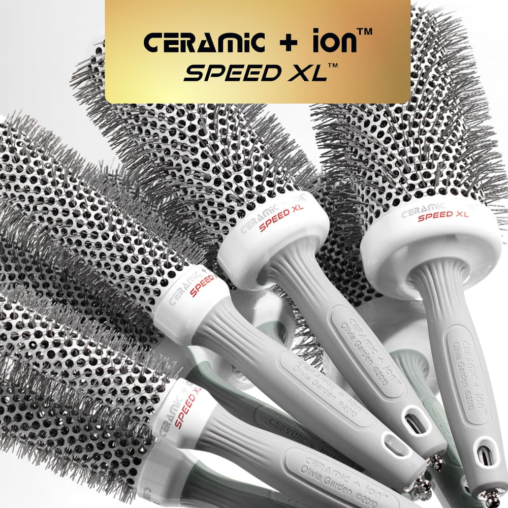 Brosse Olivia Garden, diamètre grand, apporte du volume durable sur cheveux longs.