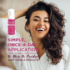 OLIVITA foam application close-up shows quick-dry texture ideal for mess-free daily regrowth routine