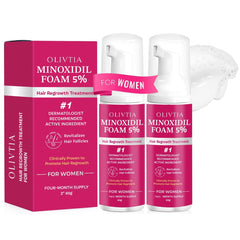 OLIVITA Minoxidil espuma 5% para mujeres: aplicación diaria que favorece densidad capilar.