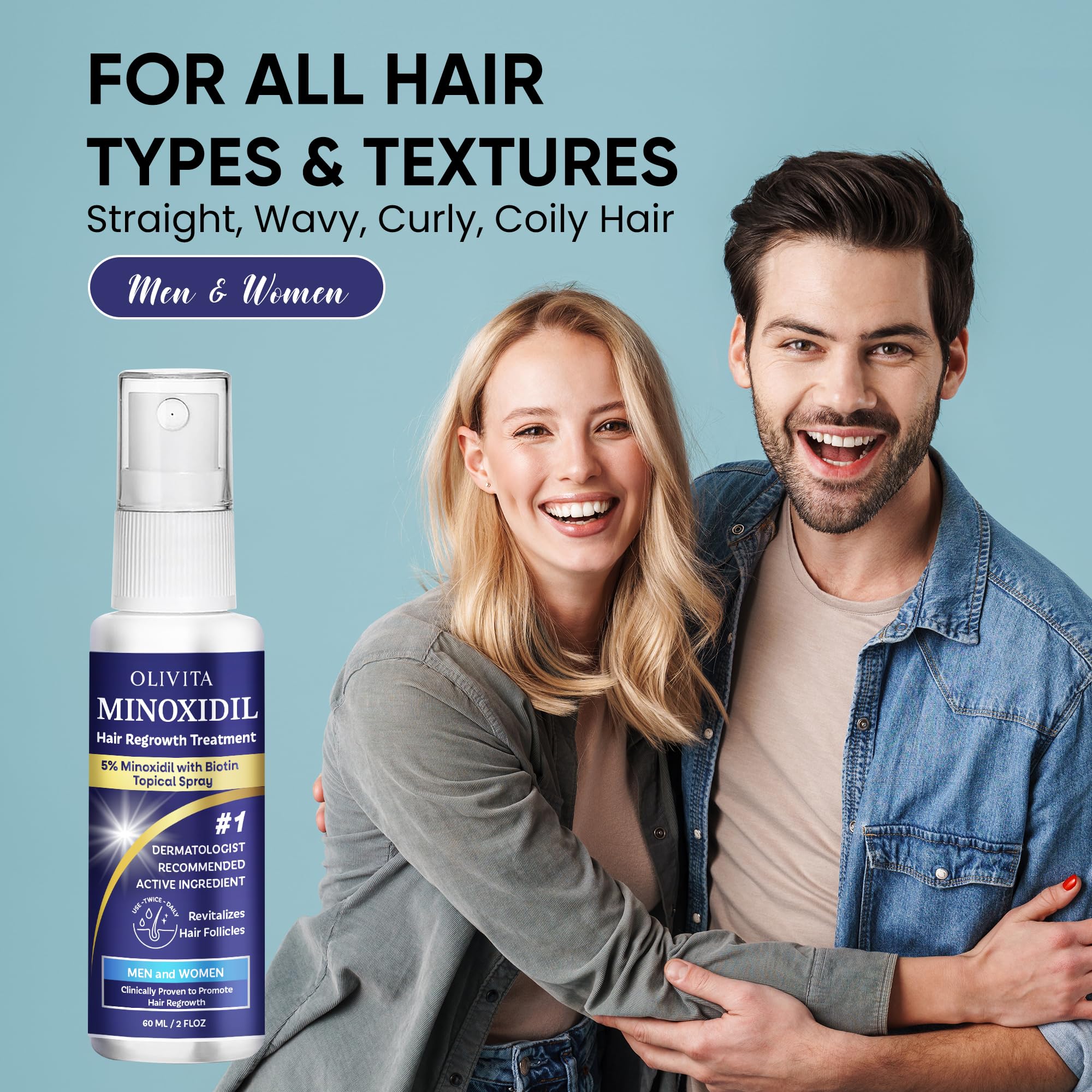 OLIVITA minoxidil spray application tips showing precise, mess-free daily use.