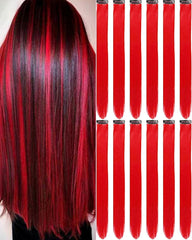 Extensiones Olldag rojo con broches, 22 pulgadas, para look vibrante.