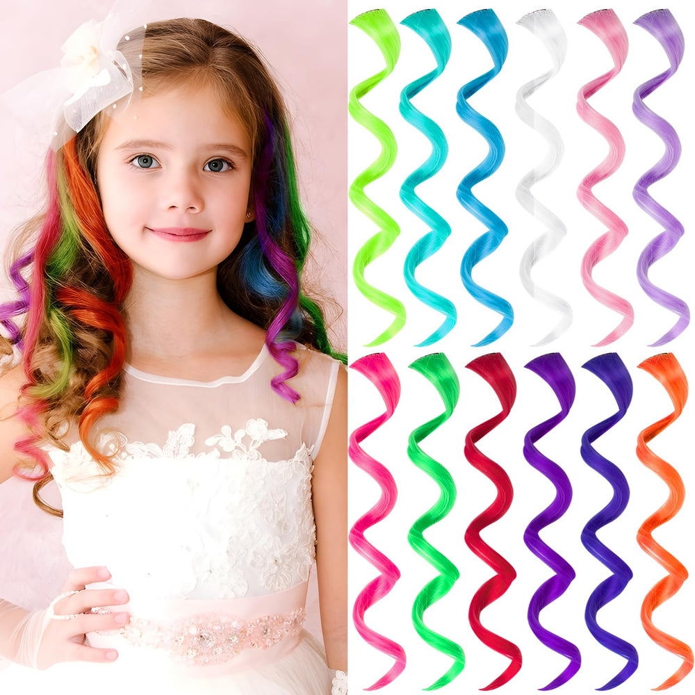 Extensiones de pelo Olldag con pinza de sujeción arcoíris neón para look vibrante en fiestas.
