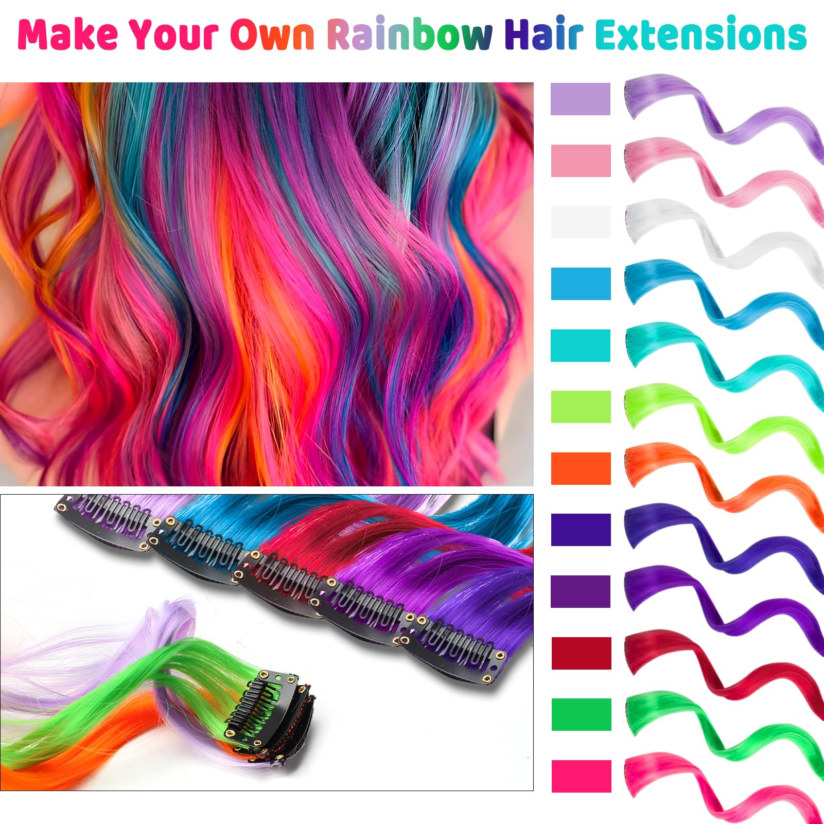 Extensiones coloridas Olldag de 17 pulgadas para peinados de cosplay y fiestas.