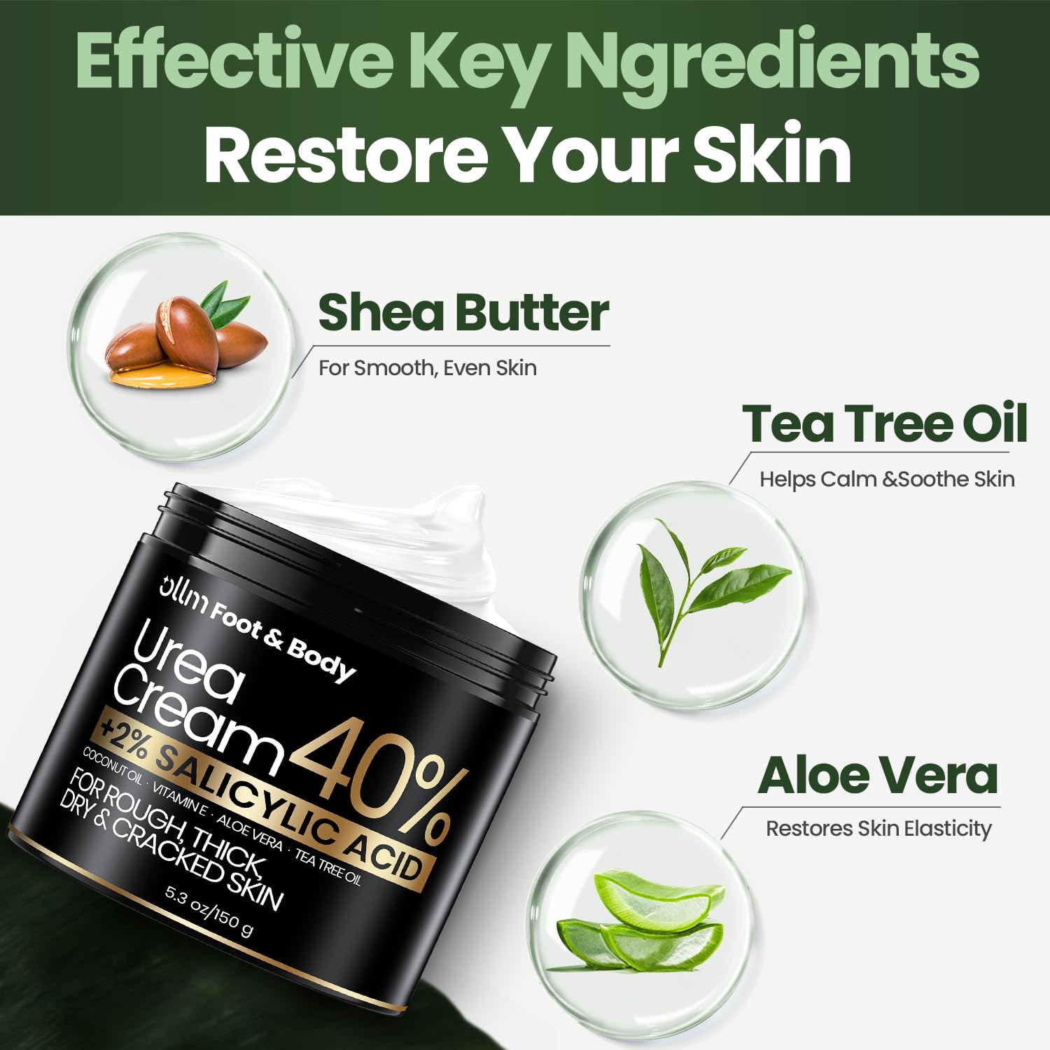 OLLM crema urea 40% con envase tubo para uso diario.