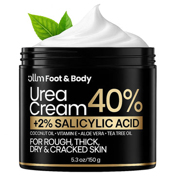 OLLM crema urea 40% para pies, enfoque talones agrietados y piel más suave.