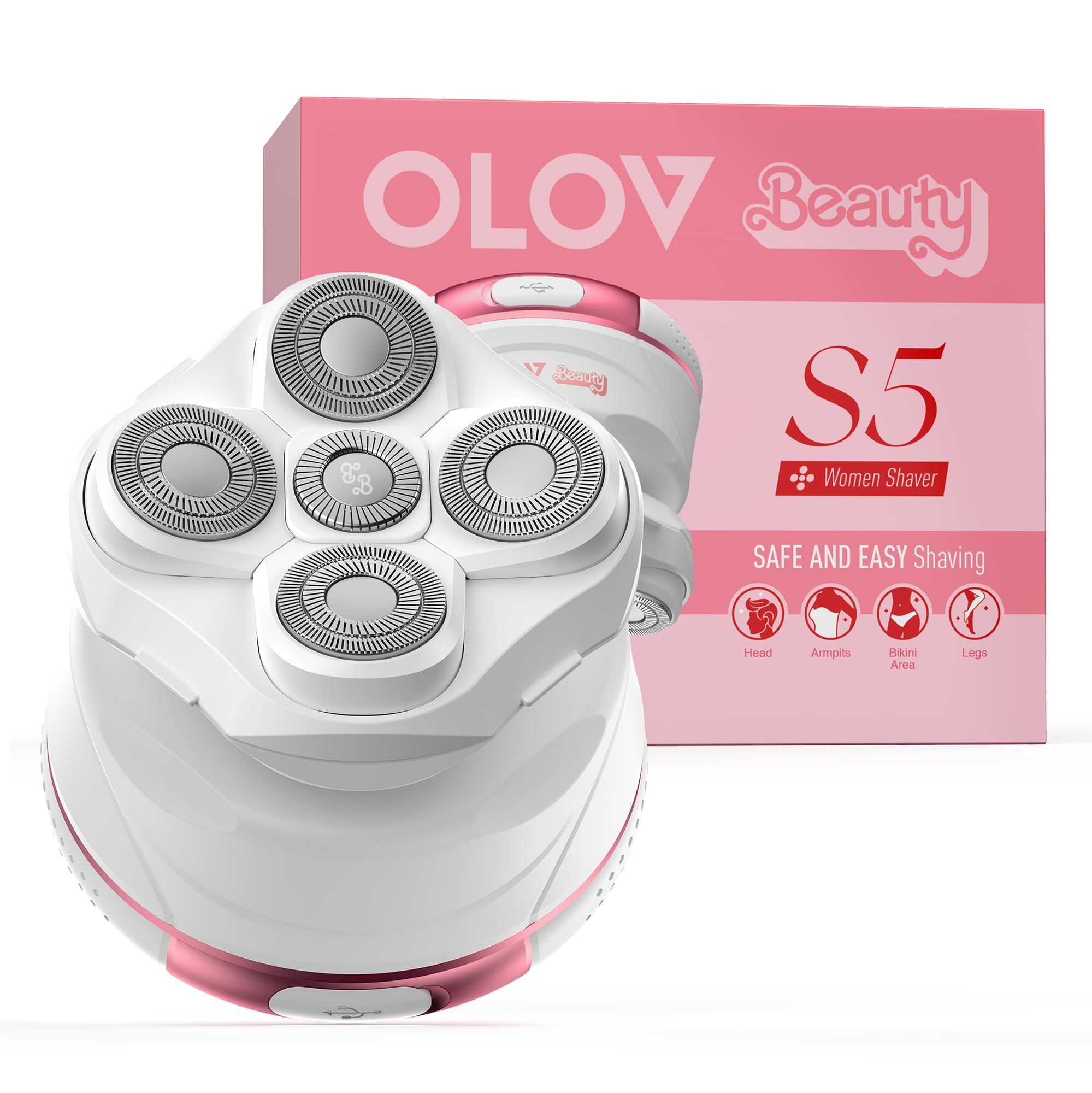 OLOV BEAUTY afeitadora eléctrica para mujer con cabezal 5D flotante para piel suave.