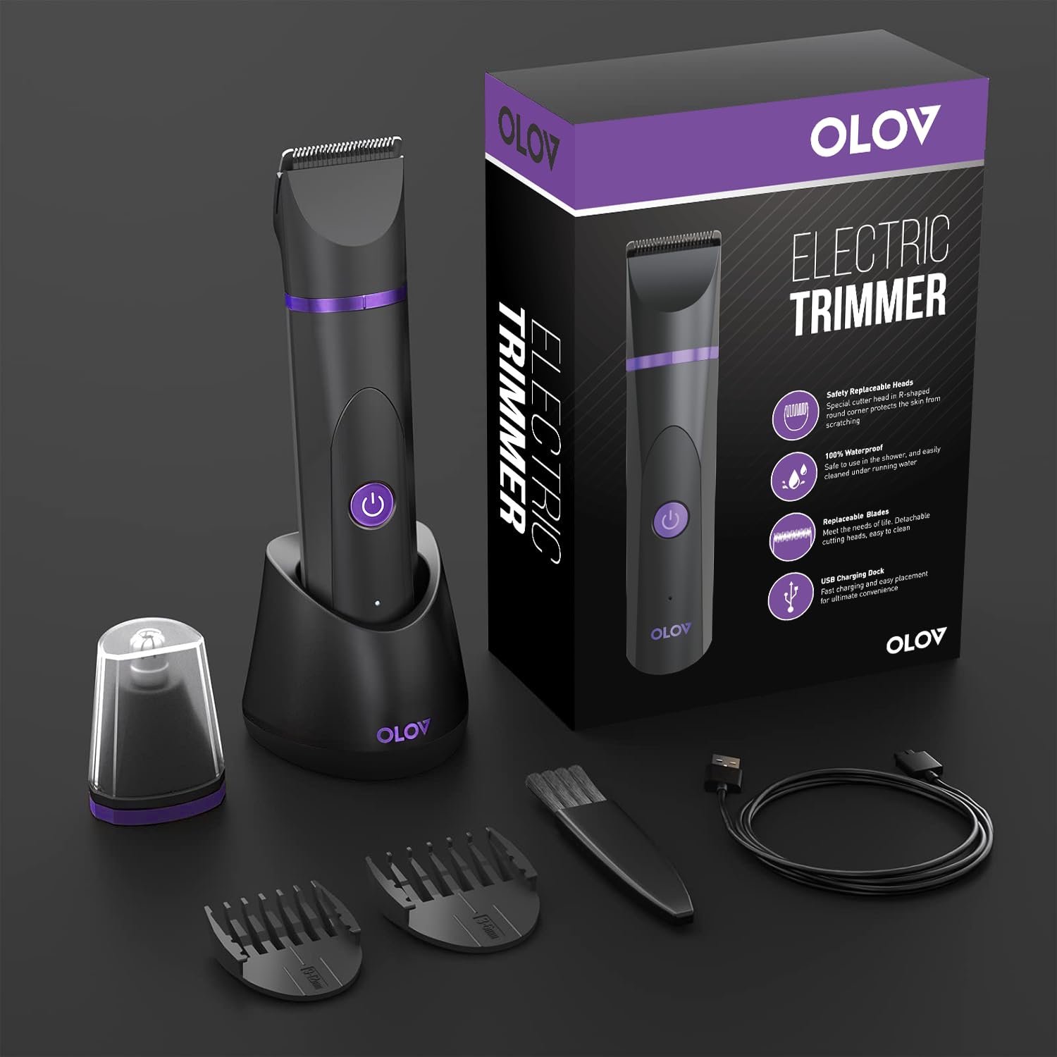 Cortapelos OLOV negro violeta, diseño atractivo para uso diario.