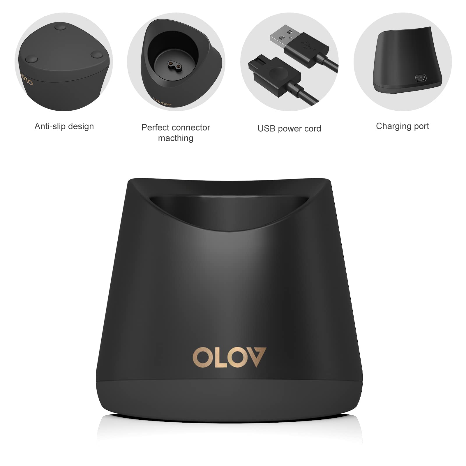 Estación de carga compacta de OLOV para recortador, ideal para baño.