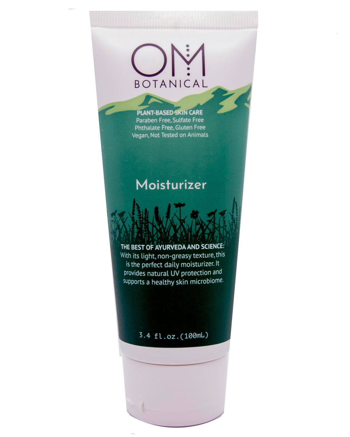 OM Botanical bote hidratante vegano, textura ligera para piel suave.