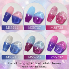Omainy esmalte gel cambio de color azul a blanco, sorprendente en frío o calor.