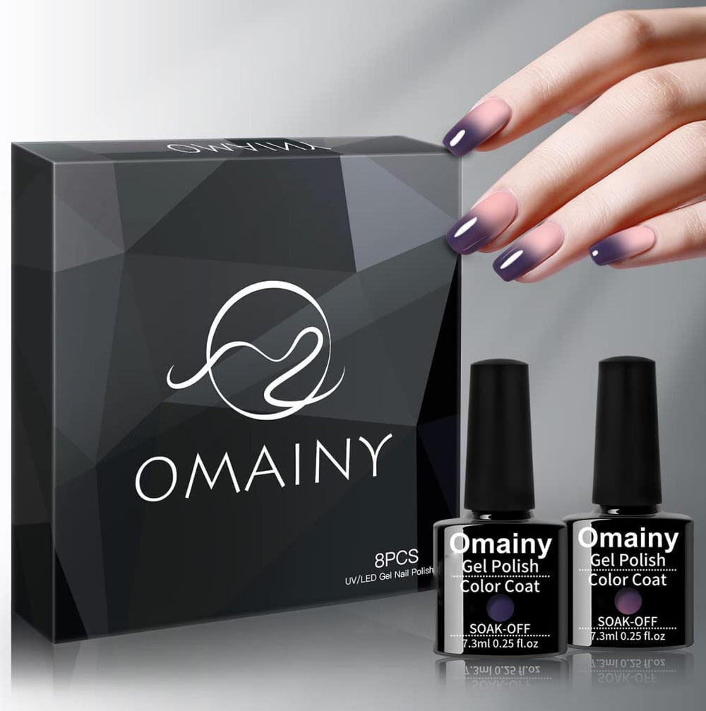 Omainy set esmalte gel cambio de color de 8 piezas para uso completo.