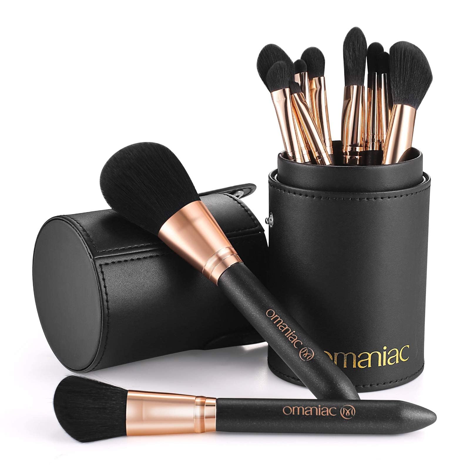 OMANIAC brochas profesionales 12 piezas con estuche negro para un acabado impecable.